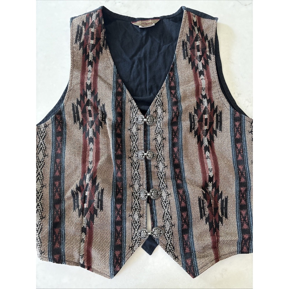 Roper Womens M Western Vest Aztec Design Spades/Hearts Cowgirl Rodeo Cottagecore